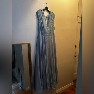 Dusty blue David’s Bridal bridesmaid dress